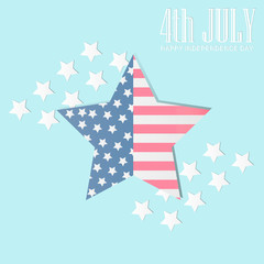 4th of july American independence day badge with American flag in the framework of stars,Vector illustration
