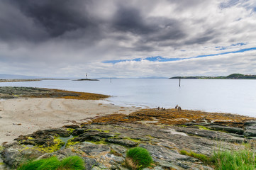 Beautiful northern landscape coastline of Munkholmen, Trondheim, Norway