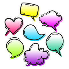 2 Set of blank colorful speech bubbles of different shapes Bright colors for expressive words