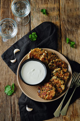 Eggplant cheese cilantro oats fritters
