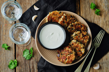 Eggplant cheese cilantro oats fritters