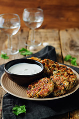 Eggplant cheese cilantro oats fritters