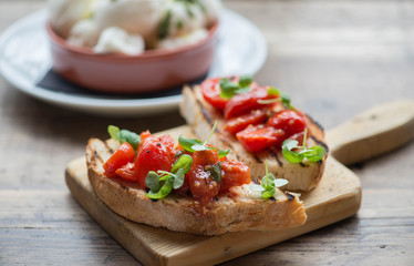 Bruschetta with tomatoes and basil