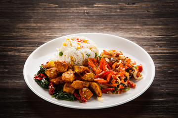 Chicken meat with rice 