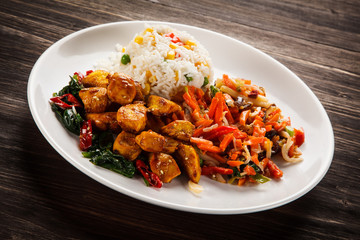 Chicken meat with rice 