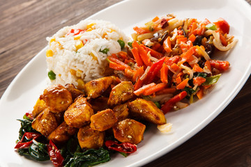 Chicken meat with rice 