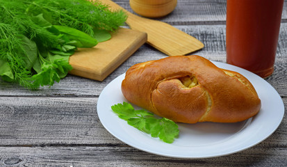 Slavic cuisine. Pie with peas.