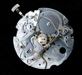 vintage mechanical watch mechanism close up