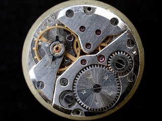 vintage mechanical watch mechanism macro detail