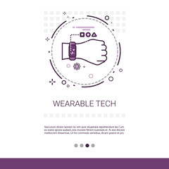 Wearable Tech Smart Watch Technology Electronic Device Web Banner With Copy Space Vector Illustration