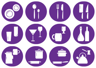 Kitchenware flat icon set, vector set