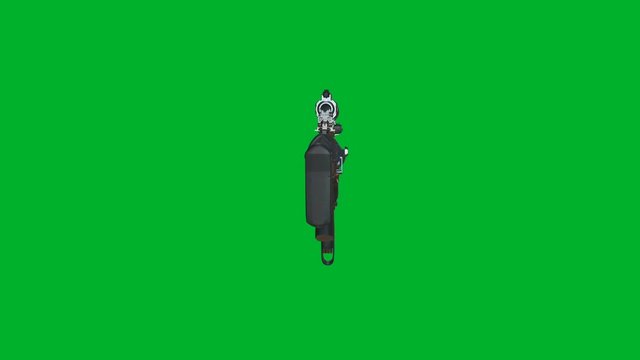 Assault rifle, firearm, automatic weapon rotating on green background