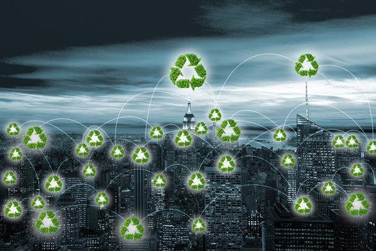 Concept of city powered by green energy