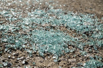 Broken glass on the ground. Slovakia