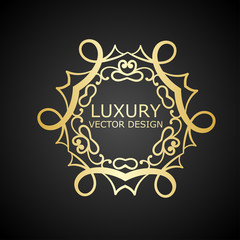 Abstrack golden logo on black. Template for design