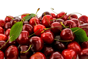 Cherry closeup on a white