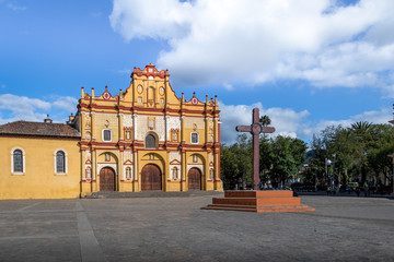 San Cristobal de las Casas Cathedral and Square with the Cross - San Cristobal de las Casas,...