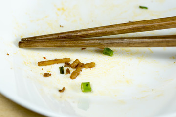 Empty plate with chopstick