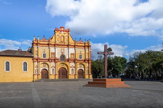 San Cristobal de las Casas Cathedral and Square with the Cross - San Cristobal de las Casas, Chiapas, Mexico