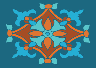 Vector colorful tile ornament in color floral motif .