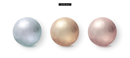 Set of 3d realistic metal balls. Gold, brass, aluminum. Elements for design. Vector illustration of EPS10