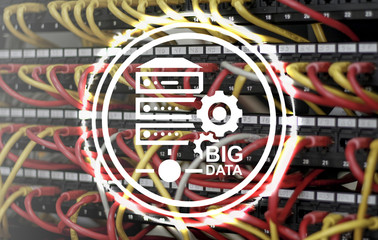 Server Room Big Data Center Web Computer Concept.