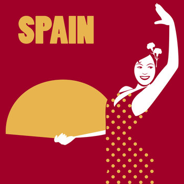 Spanish flamenco dancer. Spanish woman holding a fan