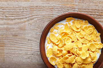 healthy cereal breakfast on a wooden surface