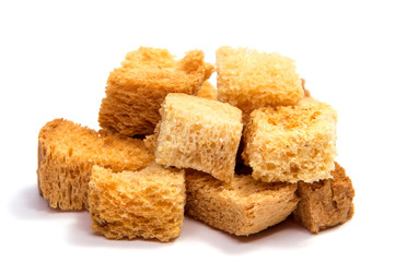 Croutons isolated on white background.
