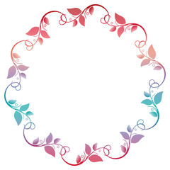 Fototapeta na wymiar Beautiful round frame with gradient filled. Color elegant flower frame for advertisements, flyer, web, wedding and other invitations or greeting cards. Raster clip art.
