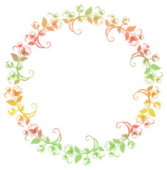 Obraz premium Beautiful round frame with gradient filled. Color elegant flower frame for advertisements, flyer, web, wedding and other invitations or greeting cards. Raster clip art.