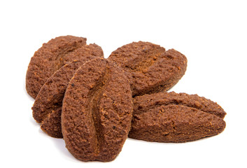 Chocolate cookies with cream filling isolated on white background.
