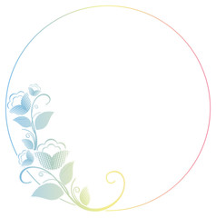 Obraz premium Beautiful round frame with gradient filled. Color elegant flower frame for advertisements, flyer, web, wedding and other invitations or greeting cards. Raster clip art.