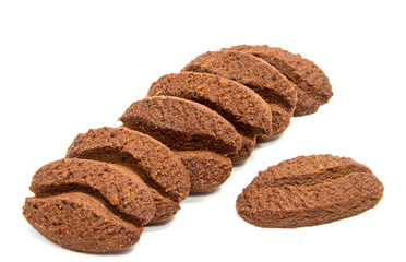 Chocolate cookies with cream filling isolated on white background.
