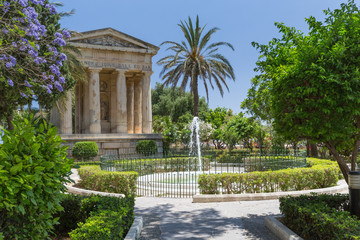 City park in the old town of Valetta