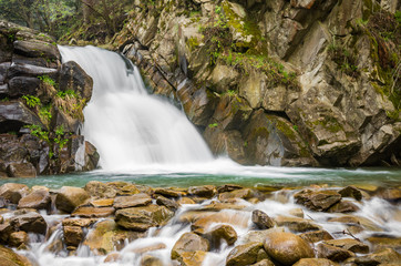 Waterfall Skalnik in Szczawnica, Beskid Sadecki mountain range in Polish Carpathian Mountains