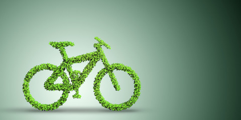 Green bicycle in transportation concept - 3d rendering