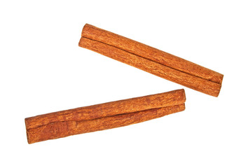 Fragrant cinnamon sticks isolated on white background, top view