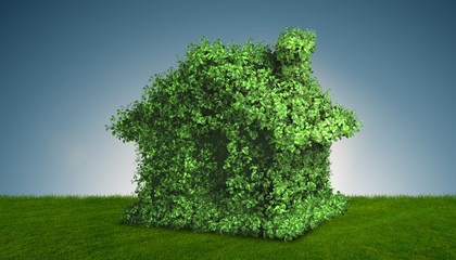 Green energy house concept - 3d rendering