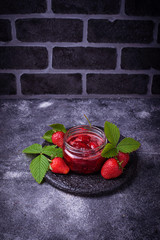 Strawberry jam in jar