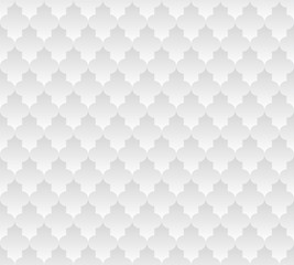 Moroccan islamic seamless pattern background in light grey gradient. Vintage and retro abstract ornamental design. Simple flat vector illustration.
