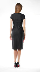 Girl in a dress on a white background.