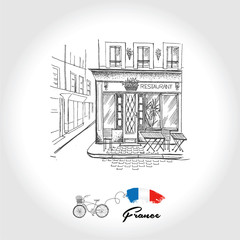 Set of hand drawn French icons, Paris sketch illustration
