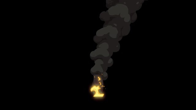 Fire And Billowing Smoke 2D Animation Loop Alpha Channel 