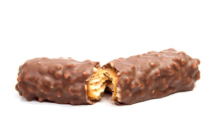 Chocolate candies isolated on white background.