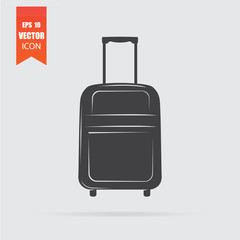 Travel bag icon in flat style isolated on grey background.