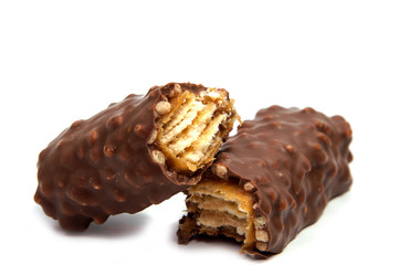 Chocolate candies isolated on white background.