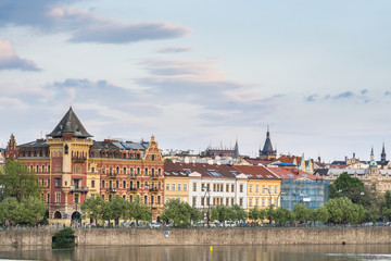 Fototapeta na wymiar Sunset in Prague. Vltava river.