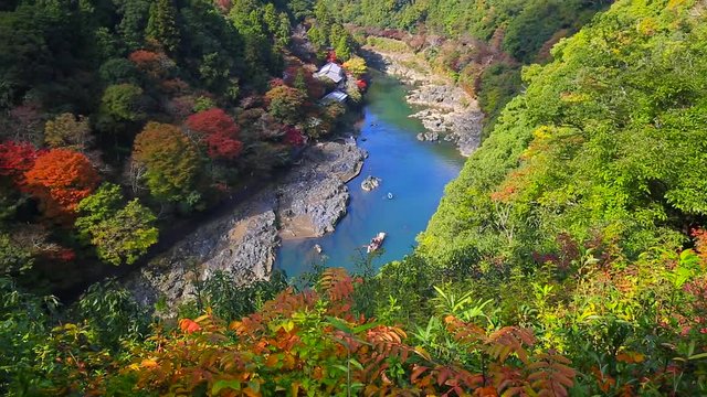 Autumn at Arashiyama view point and Hozu river, Japan