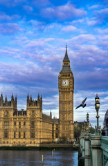 Big Ben and Westminster parliament in London at sunrise , United Kingdom